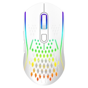Mouse Wireless Gaming 2.4GHz, 6 Butoane, 800–4800 DPI, Iluminare LED, USB-C, Design Ergonomic, 1.5m, Proove Buzz, Alb