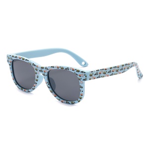 Ochelari de Soare Copii, 1-3 Ani, Protectie UV400, Stil Oval, set cu sticker, Model 5218, Bleu