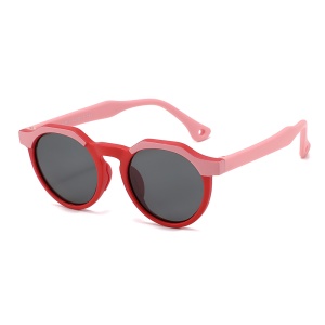 Ochelari de Soare Copii, 4-10 Ani, Filtru UV400, Desing Rotund, set cu sticker, Model 601, Rosu