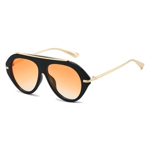 Ochelari de Soare Dama, Protectie UV400, Stil Retro, set cu sticker, Model 8092, Negru;portocaliu