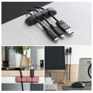 Organizator cabluri, din Silicon, Pachet (4x buc), TopK, 4 spatii - Negru - Img 7