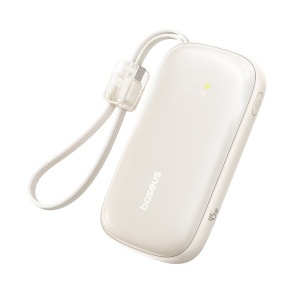 Power Bank 10000mAh 45W cu Cablu Detasabil, USB + USB-C, Incarcare Rapida pentru Laptop si Telefon, Baseus EnerFill FC21 Qpow 3 Ultra, Bej