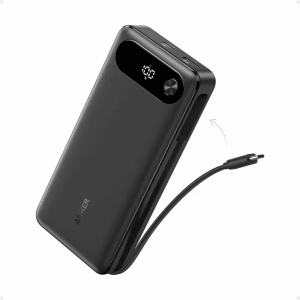 Power Bank 20000mAh 87W 2x Type-C + 1x USB-A, Cu Cablu USB-C, Fast Charging, Power Delivery, Anker PowerCore A1383H11, Negru