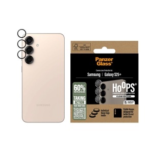 Protectie Camera pentru Samsung Galaxy S25 Plus, Hoops PanzerGlass®, cu Separare Optica, Sticla Securizata, Anti-Zgarieturi si Anti-Reflexie, Transparenta