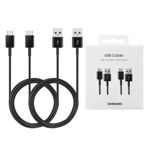 Samsung - (2 Pack) Original Data Cable (EP-DG930MBEGWW) - USB-A to Type-C 2A, 480Mbps, 1.5m - Black (Blister Packing) - Img 1