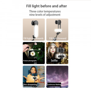 Selfie stick tip trepied, LED, telecomanda Bluetooth, Techsuit Q09 - Negru - Img 5