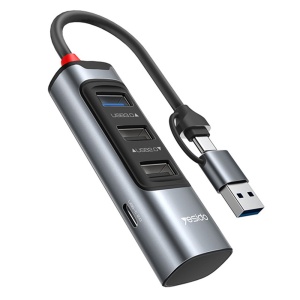 Statie de andocare 4in1, USB si Type-C la 3x USB 2.0, 1x USB 3.0, 5Gbps, Aliaj Aluminiu, Yesido, Gri