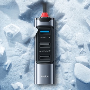 Statie de andocare 5in1, USB si Type-C, PD 100W, 5Gbps, Yesido, Gri - Img 4