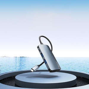 Statie de andocare, Hub 7 in 1, Type-C la USB 3.0, VGA, SD/TF, PD 100W, Yesido, Gri - Img 2