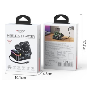 Statie de incarcare wireless, 8 in 1, MagSafe, 65W, Cablu retractabil, Yesido, Negru - Img 7