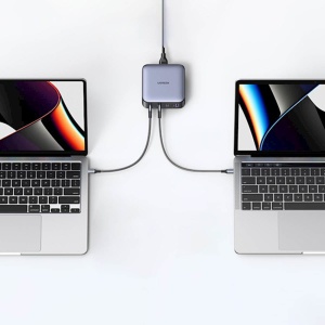 Statie incarcare 100W, USB, 3x Type-C, Fast Charge, Cablu Inclus, Ugreen CD328 - Gri - Img 2