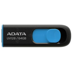 Stick USB ADATA AUV128-RBE, 64GB, USB 3.2, Transfer Rapid, Albastru/Negru