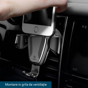 Suport auto grila ventilatie, gravity grip, Baseus (SUYL-01) - Negru - Img 7