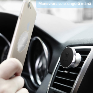 Suport Auto Grila Ventilatie pentru Telefon - Baseus (SUER-A01) - Black - Img 7