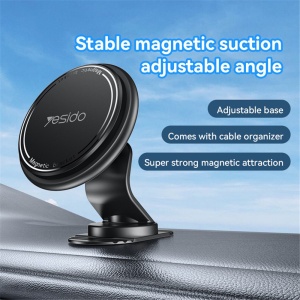 Suport auto telefon, Magnetic, Bord, Organizator cablu, Yesido, Negru - Img 2