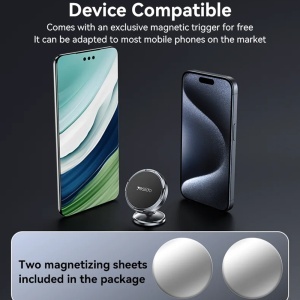 Suport auto telefon, Magnetic, Bord, Rotire 360, Aliaj zinc, Yesido, Negru - Img 4