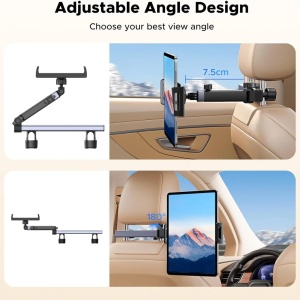 Suport cu Prindere de Tetiera pentru Telefon, Tableta 4.7" - 9.84", Rotire 360┬░, Extensibil, Ugreen LP904, Negru - Img 6