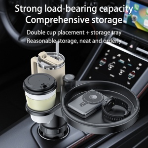 Suport pahar auto 3 in 1, Baza rotativa ajustabila, ABS si Silicon, Yesido, Negru - Img 2