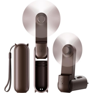 Ventilator Ultra Portabil 3 in 1, De Mână, De Birou, De Gât, 3 Trepte Viteza, Pliabil cu baterie Portabila 2000mAh, Autonomie 20h, SKDR AirMini - Maro