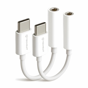 Adaptor Audio MusicBox AC18, SKYDDAR INNOVATION, 2 Adaptoare, Type-C la Jack 3.5mm, DAC Chip, 3A, Plug & Play, set cu sticker, Alb