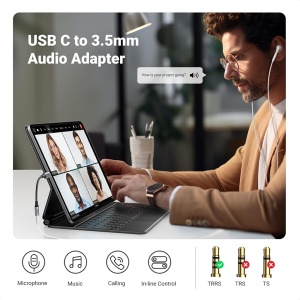 Adaptor Audio Type-C la Jack 10cm, Ugreen AV161, Gri - Img 3
