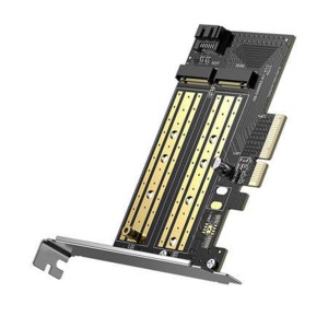 Adaptor M.2 SATA + M.2 NVMe la PCI-E X4, 32Gbps, 6Gbps (SATA), Ugreen CM302 (70504), Negru