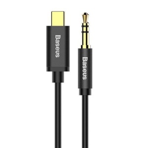 Cablu Adaptor Audio Baseus M01, CAM01-01, USB-C la Jack 3.5mm, 1.2m, Transmisie Digitala, Mufa Placata cu Aur, Negru