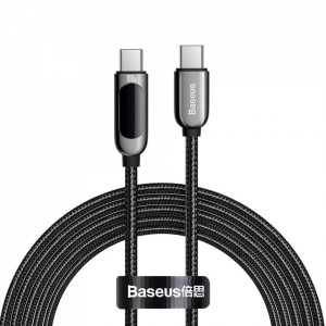Cablu de date Type-C la Type-C, 100W, 1m, Baseus Display (CATSK-B01) - Negru - Img 1