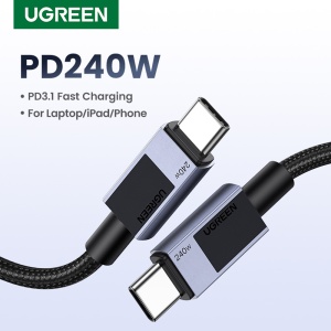 Cablu de Date USB-C la Type-C, PD240W, 5A, 480Mbps, 2m, Ugreen L513 - Space Gray - Img 2