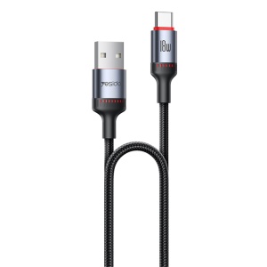 Cablu de date, USB la Type-C, 18W, 1.2m, Yesido, Negru