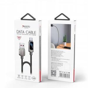 Cablu de date, USB la Type-C, 66W, Display LED, 1.2m, Yesido, Negru - Img 7