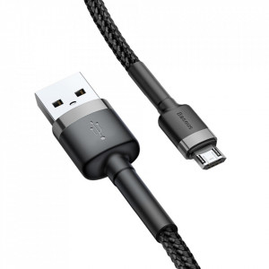 Cablue de date USB la Micro-USB, 1.5A, 2m, Cafule Baseus (CAMKLF-CG1) - Gri Negru - Img 5