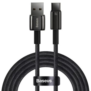 Cablue de Date USB la Type-C 100W, Super Fast Charging, 1m, 480Mbps, Baseus Tungsten Gold, Negru