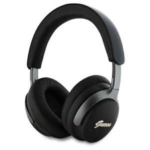 Casti Wireless Bluetooth cu ANC, Guess, Design On-Ear, Piele Eco, Wireless Headphones Metal Script Logo, Negru