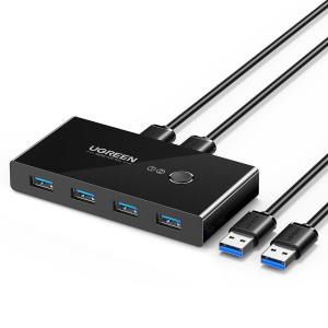 Docking Station 4x USB-A, 2x USB Cable, Plug & Play, LED, 5Gb/s, 1.5 m, Ugreen Sharing Switch Box US216, Negru