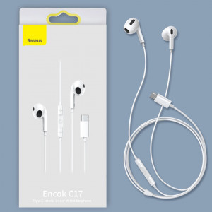 Encok C17 Wired Earphones (NGCR010002) - Type-C Connector with Microphone, 1.1m - White - Img 7