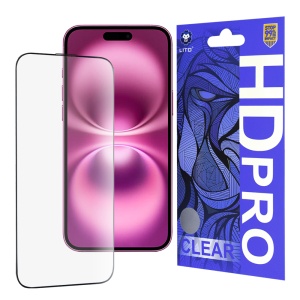 Folie de Sticla iPhone 16 Plus, Sticla securizata, Lito, HD Pro Clear, Negru