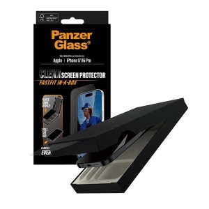 Folie Sticla pentru iPhone 16 Pro / 17, Ultra-Wide Fit w. FASTFIT IN-A-BOX, PanzerGlass, Anti-Soc si Anti-Bule, Transparent