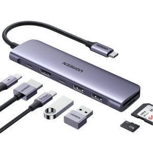 Hub Multiport, 2x USB3.0, 2x Type-C, HDMI, SD/TF, PD100W, 5Gbps, 4K@30Hz, Ugreen, Gri