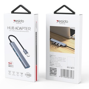 Hub USB, 4 in 1, USB 3.0 la 1x USB 3.0 si 3x USB 2.0, Aluminiu, Yesido, Gri - Img 7