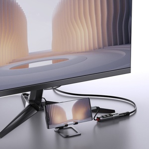Hub, USB-C la HDMI 4K, 3x USB, PD 100W, Yesido, Gri - Img 3