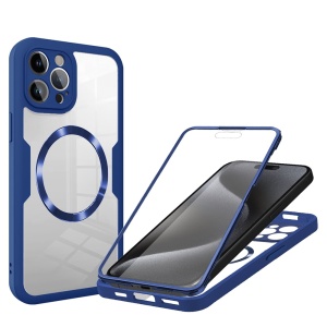 Husa 360° iPhone 15 Pro, SKYDDAR INNOVATION, [Pachet 360°] ColorVerse MagSafe, set cu sticker, Albastru