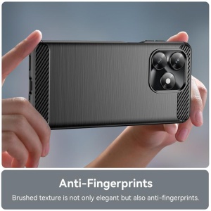 Husa Honor X5c Plus din Silicon Slim, cu textura Fibra Carbon, set cu sticker, Carbon Silicone, Negru - Img 3