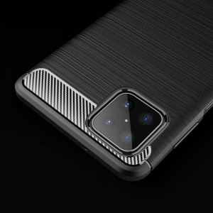 Husa Honor X8 din silicon, Slim, cu textura Fibra Carbon - Negru - Img 5