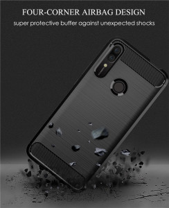 Husa Huawei P Smart Z din silicon, Slim, cu textura Fibra Carbon - Negru - Img 2