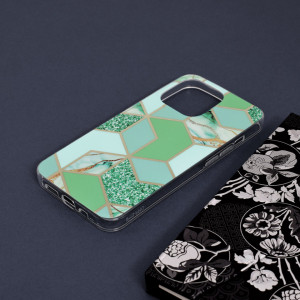 Husa iPhone 13 Pro Marble Series, Techsuit - Green Hex - Img 4