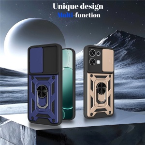Husa Oppo A6 Pro 5G cu Inel magnetic, Protectie Camera, set cu sticker, CamShield, Negru - Img 2