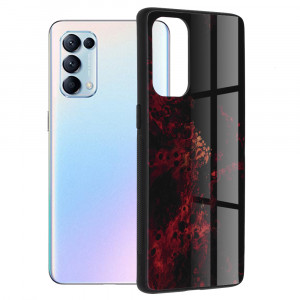 Husa OPPO Reno 5 Pro 5G cu sticla securizata, Techsuit Glaze - Red Nebula