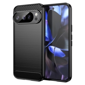 Husa pentru Google Pixel 10 / Pixel 10 Pro, SKYDDAR INNOVATION, Carbon Silicone, din Silicon Premium, Slim, cu textura Fibra Carbon, Negru, set cu sticker