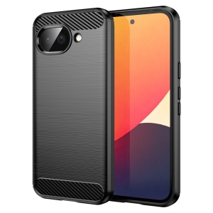 Husa pentru Google Pixel 10a, SKYDDAR INNOVATION, Carbon Silicone, din Silicon Slim, cu textura Fibra Carbon, set cu sticker, Negru